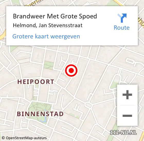 Locatie op kaart van de 112 melding: Brandweer Met Grote Spoed Naar Helmond, Jan Stevensstraat op 16 december 2021 09:20