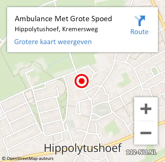 Locatie op kaart van de 112 melding: Ambulance Met Grote Spoed Naar Hippolytushoef, Kremersweg op 16 december 2021 09:32