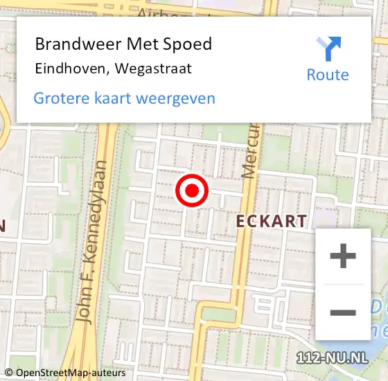 Locatie op kaart van de 112 melding: Brandweer Met Spoed Naar Eindhoven, Wegastraat op 16 december 2021 09:38