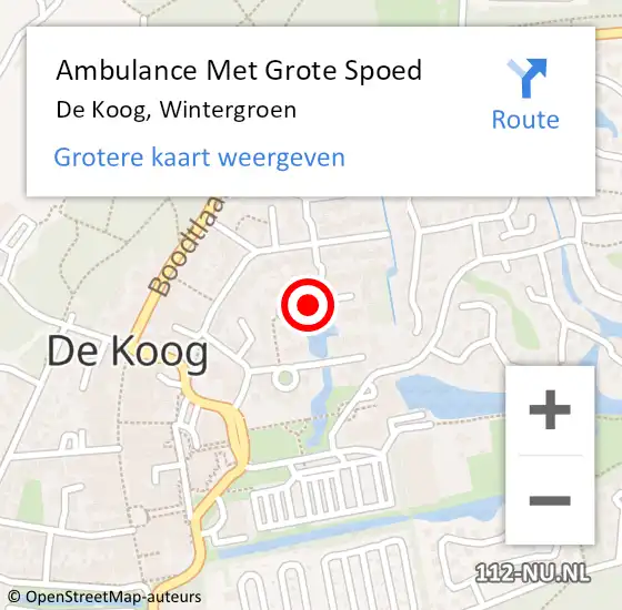 Locatie op kaart van de 112 melding: Ambulance Met Grote Spoed Naar De Koog, Wintergroen op 16 december 2021 11:29