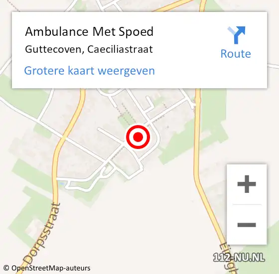Locatie op kaart van de 112 melding: Ambulance Met Spoed Naar Guttecoven, Caeciliastraat op 2 juli 2014 14:06