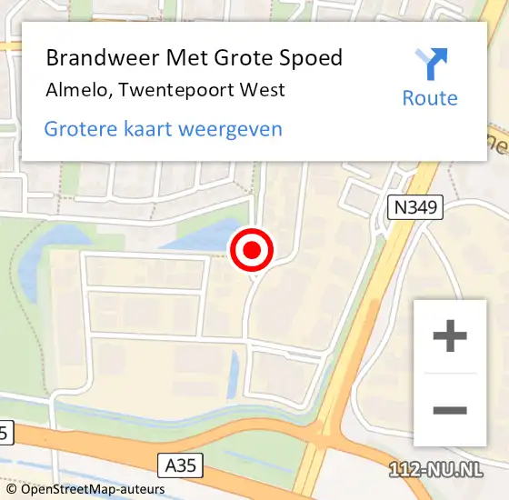 Locatie op kaart van de 112 melding: Brandweer Met Grote Spoed Naar Almelo, Twentepoort West op 16 december 2021 17:27
