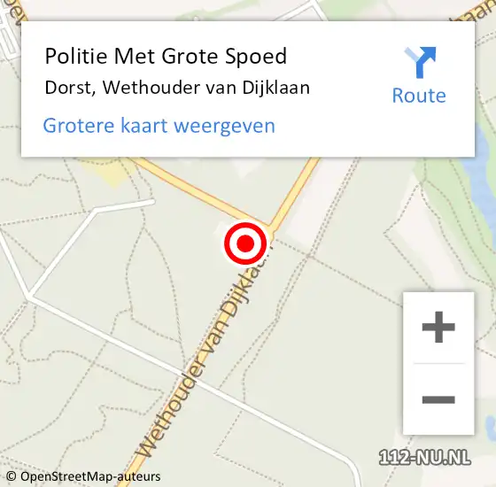 Locatie op kaart van de 112 melding: Politie Met Grote Spoed Naar Dorst, Wethouder van Dijklaan op 16 december 2021 17:30