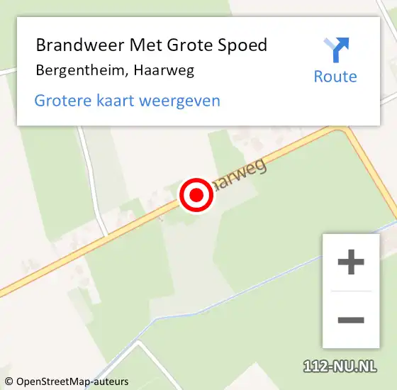 Locatie op kaart van de 112 melding: Brandweer Met Grote Spoed Naar Bergentheim, Haarweg op 16 december 2021 17:30