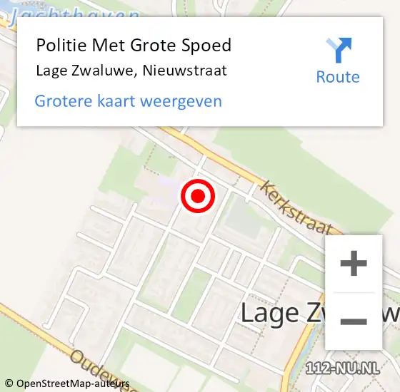 Locatie op kaart van de 112 melding: Politie Met Grote Spoed Naar Lage Zwaluwe, Nieuwstraat op 16 december 2021 17:44