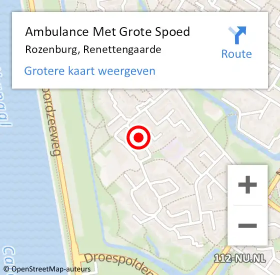 Locatie op kaart van de 112 melding: Ambulance Met Grote Spoed Naar Rozenburg, Renettengaarde op 16 december 2021 19:55
