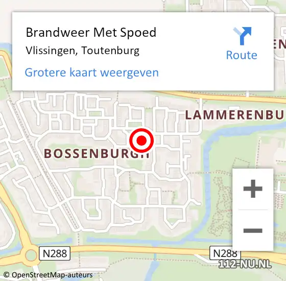 Locatie op kaart van de 112 melding: Brandweer Met Spoed Naar Vlissingen, Toutenburg op 16 december 2021 22:59