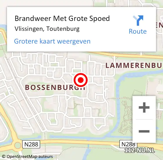Locatie op kaart van de 112 melding: Brandweer Met Grote Spoed Naar Vlissingen, Toutenburg op 16 december 2021 23:18