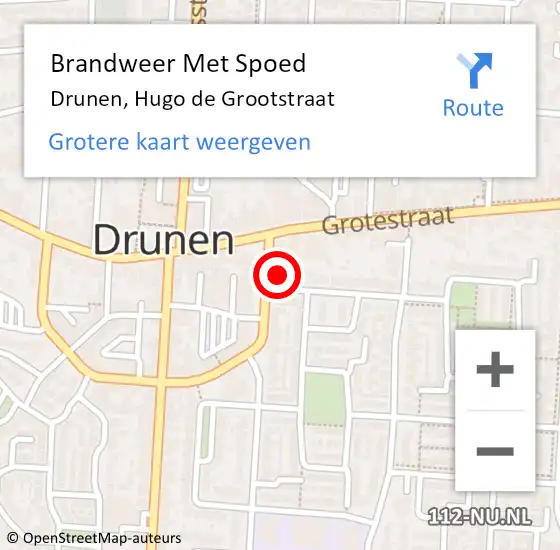 Locatie op kaart van de 112 melding: Brandweer Met Spoed Naar Drunen, Hugo de Grootstraat op 17 december 2021 00:14