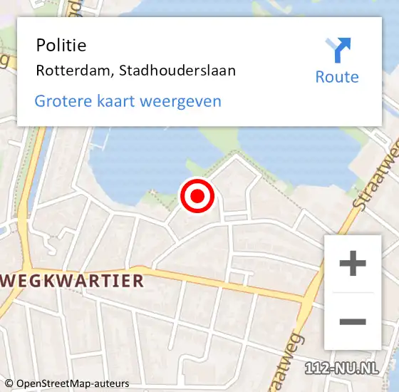 Locatie op kaart van de 112 melding: Politie Rotterdam, Stadhouderslaan op 17 december 2021 10:20