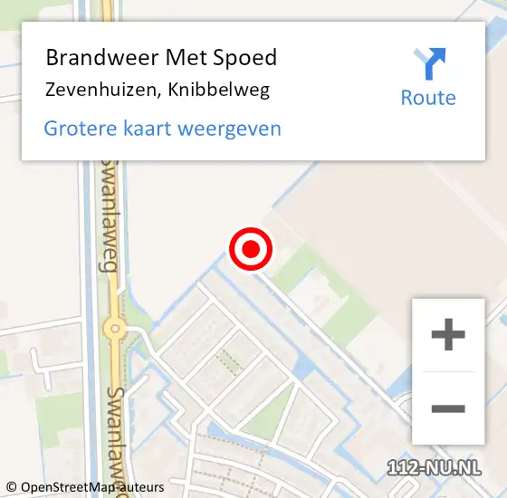 Locatie op kaart van de 112 melding: Brandweer Met Spoed Naar Zevenhuizen, Knibbelweg op 17 december 2021 11:33