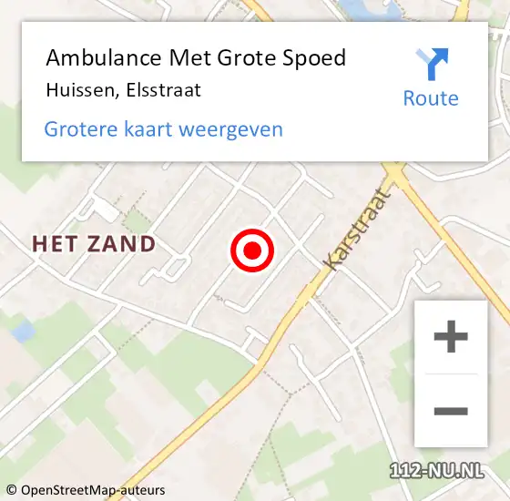 Locatie op kaart van de 112 melding: Ambulance Met Grote Spoed Naar Huissen, Elsstraat op 17 december 2021 13:45