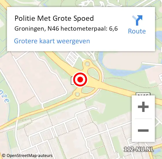 Locatie op kaart van de 112 melding: Politie Met Grote Spoed Naar Groningen, N46 hectometerpaal: 6,6 op 17 december 2021 15:05