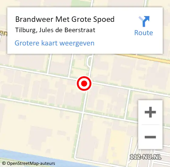 Locatie op kaart van de 112 melding: Brandweer Met Grote Spoed Naar Tilburg, Jules de Beerstraat op 17 december 2021 15:14