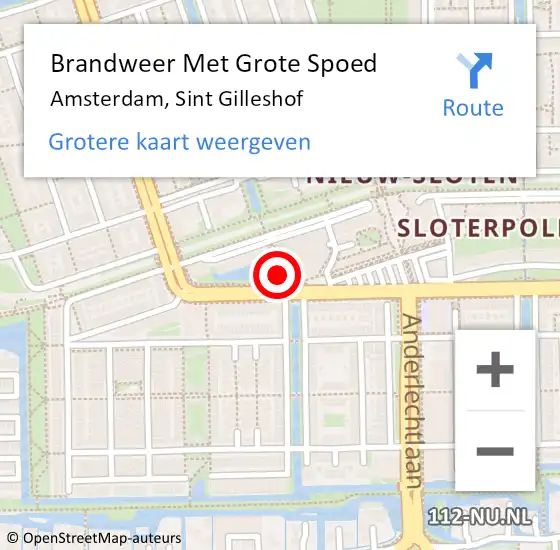Locatie op kaart van de 112 melding: Brandweer Met Grote Spoed Naar Amsterdam, Sint Gilleshof op 17 december 2021 16:09