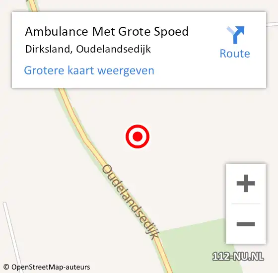 Locatie op kaart van de 112 melding: Ambulance Met Grote Spoed Naar Dirksland, Oudelandsedijk op 17 december 2021 18:13