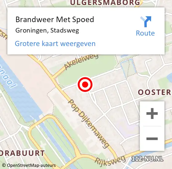 Locatie op kaart van de 112 melding: Brandweer Met Spoed Naar Groningen, Stadsweg op 17 december 2021 18:17