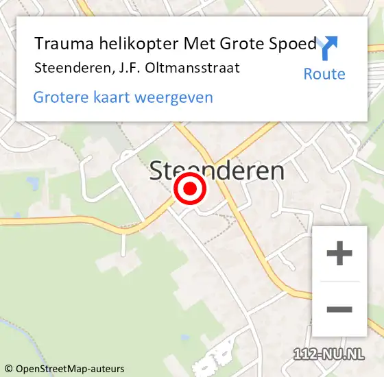 Locatie op kaart van de 112 melding: Trauma helikopter Met Grote Spoed Naar Steenderen, J.F. Oltmansstraat op 17 december 2021 18:52
