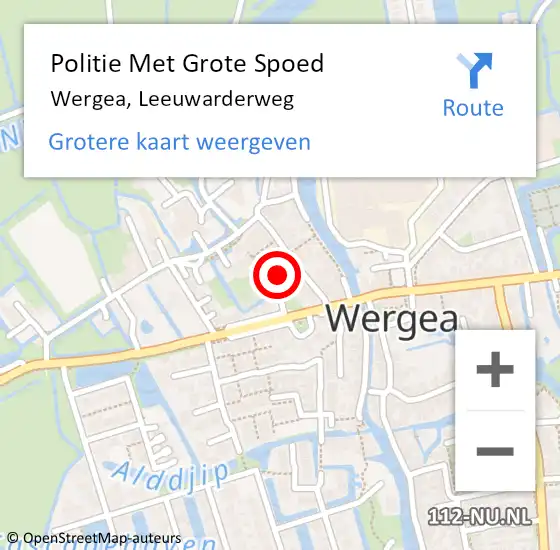 Locatie op kaart van de 112 melding: Politie Met Grote Spoed Naar Wergea, Leeuwarderweg op 17 december 2021 19:01
