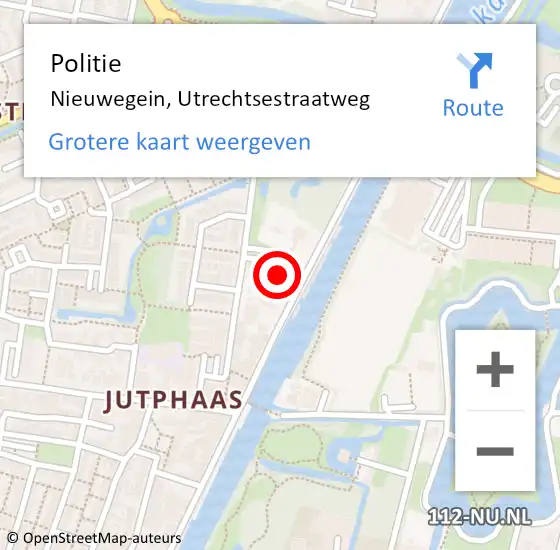 Locatie op kaart van de 112 melding: Politie Nieuwegein, Utrechtsestraatweg op 17 december 2021 22:52