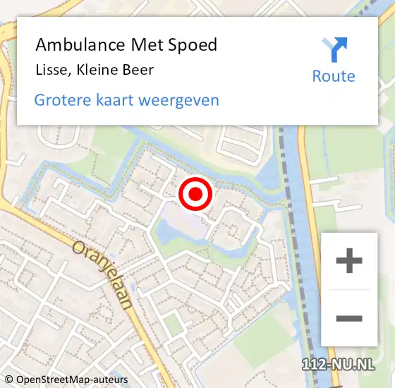 Locatie op kaart van de 112 melding: Ambulance Met Spoed Naar Lisse, Kleine Beer op 17 december 2021 23:44