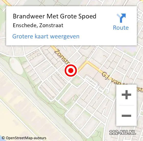 Locatie op kaart van de 112 melding: Brandweer Met Grote Spoed Naar Enschede, Zonstraat op 18 december 2021 00:15