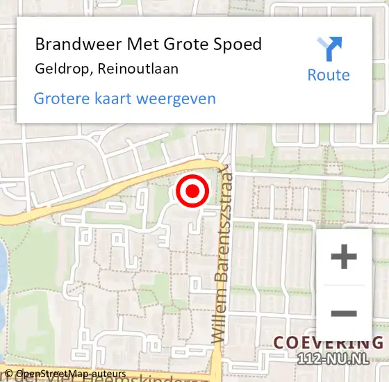 Locatie op kaart van de 112 melding: Brandweer Met Grote Spoed Naar Geldrop, Reinoutlaan op 18 december 2021 04:49