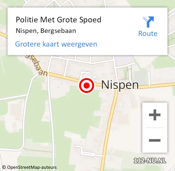 Locatie op kaart van de 112 melding: Politie Met Grote Spoed Naar Nispen, Bergsebaan op 18 december 2021 10:22