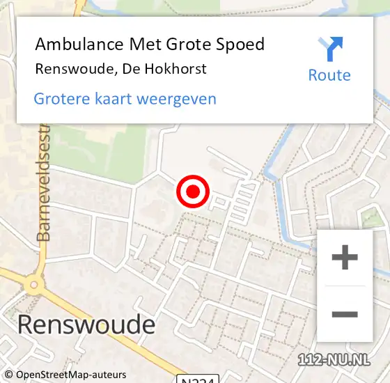Locatie op kaart van de 112 melding: Ambulance Met Grote Spoed Naar Renswoude, De Hokhorst op 18 december 2021 11:01