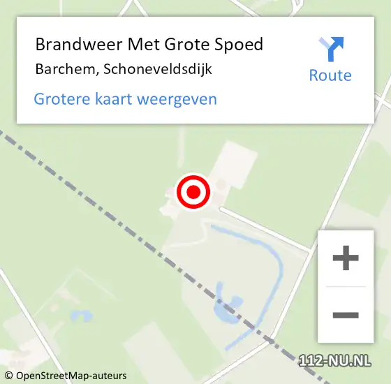Locatie op kaart van de 112 melding: Brandweer Met Grote Spoed Naar Barchem, Schoneveldsdijk op 18 december 2021 13:02