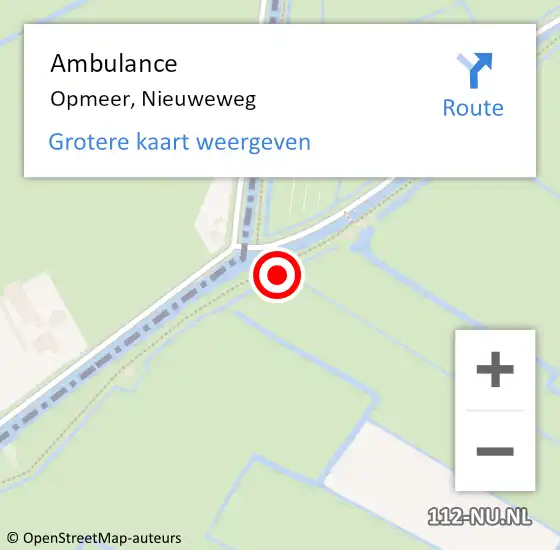 Locatie op kaart van de 112 melding: Ambulance Opmeer, Nieuweweg op 18 december 2021 14:55