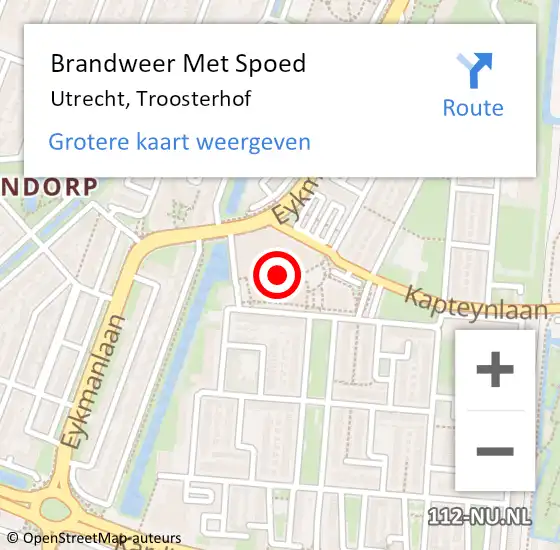 Locatie op kaart van de 112 melding: Brandweer Met Spoed Naar Utrecht, Troosterhof op 18 december 2021 15:30