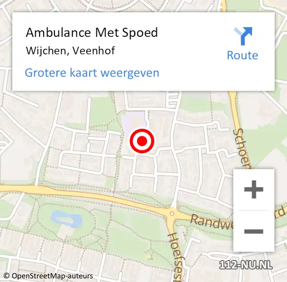 Locatie op kaart van de 112 melding: Ambulance Met Spoed Naar Wijchen, Veenhof op 18 december 2021 16:10