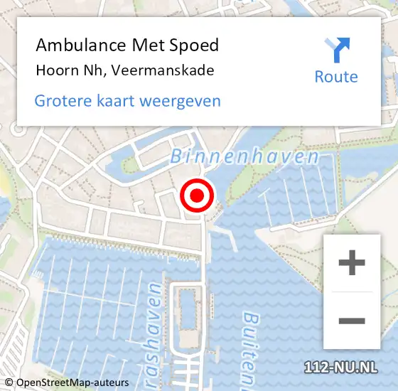 Locatie op kaart van de 112 melding: Ambulance Met Spoed Naar Hoorn, Veermanskade op 18 december 2021 17:10