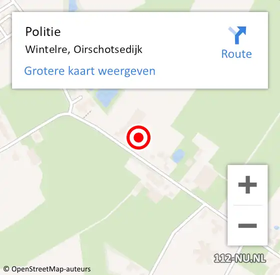 Locatie op kaart van de 112 melding: Politie Wintelre, Oirschotsedijk op 18 december 2021 17:28