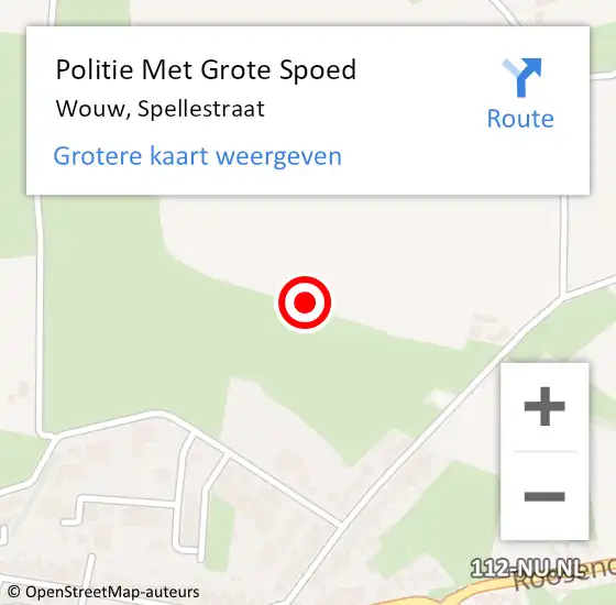 Locatie op kaart van de 112 melding: Politie Met Grote Spoed Naar Wouw, Spellestraat op 18 december 2021 17:42