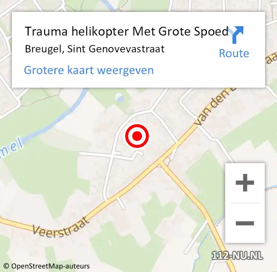 Locatie op kaart van de 112 melding: Trauma helikopter Met Grote Spoed Naar Breugel, Sint Genovevastraat op 18 december 2021 18:58