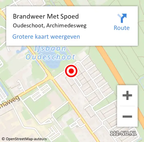 Locatie op kaart van de 112 melding: Brandweer Met Spoed Naar Oudeschoot, Archimedesweg op 18 december 2021 19:24