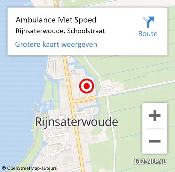 Locatie op kaart van de 112 melding: Ambulance Met Spoed Naar Rijnsaterwoude, Schoolstraat op 18 december 2021 19:49