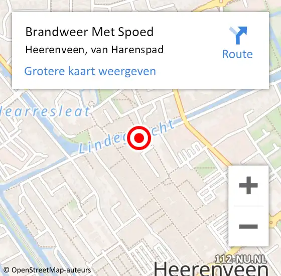 Locatie op kaart van de 112 melding: Brandweer Met Spoed Naar Heerenveen, van Harenspad op 18 december 2021 20:45
