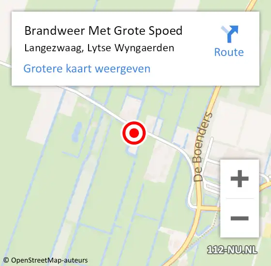 Locatie op kaart van de 112 melding: Brandweer Met Grote Spoed Naar Langezwaag, Lytse Wyngaerden op 2 juli 2014 17:58