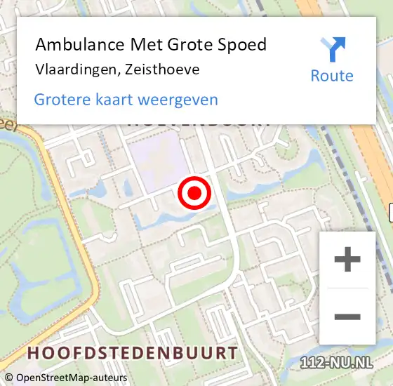 Locatie op kaart van de 112 melding: Ambulance Met Grote Spoed Naar Vlaardingen, Zeisthoeve op 18 december 2021 22:30