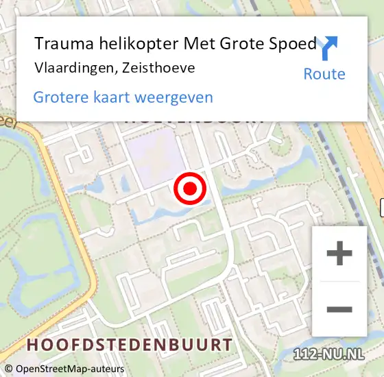 Locatie op kaart van de 112 melding: Trauma helikopter Met Grote Spoed Naar Vlaardingen, Zeisthoeve op 18 december 2021 22:32