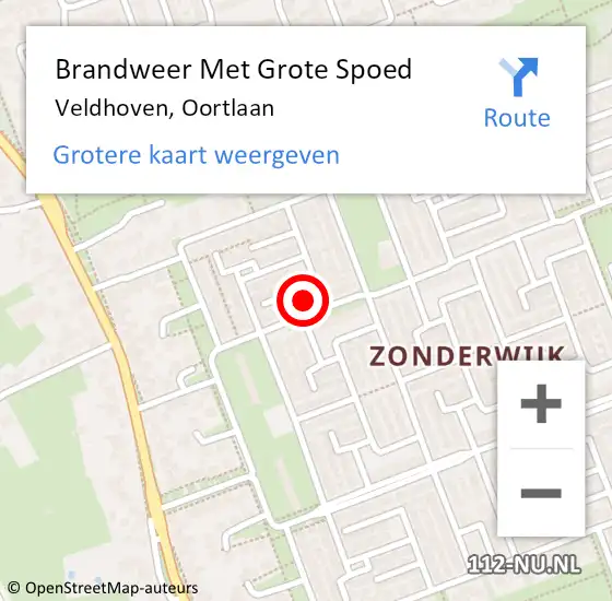 Locatie op kaart van de 112 melding: Brandweer Met Grote Spoed Naar Veldhoven, Oortlaan op 19 december 2021 02:48