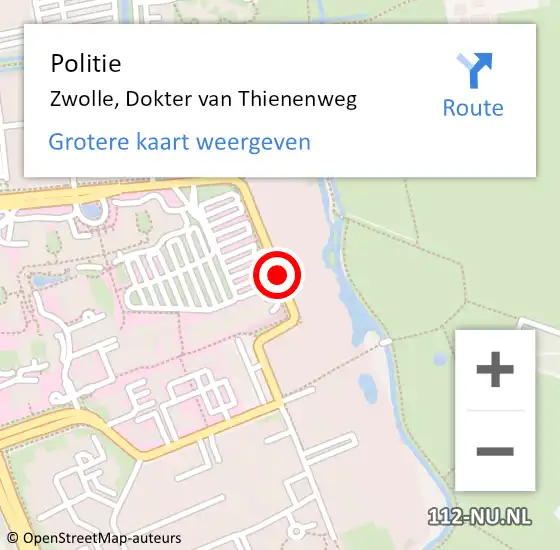 Locatie op kaart van de 112 melding: Politie Zwolle, Dokter van Thienenweg op 19 december 2021 05:52