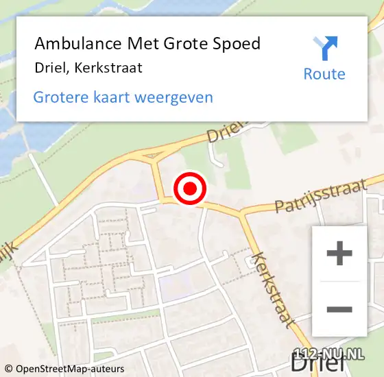 Locatie op kaart van de 112 melding: Ambulance Met Grote Spoed Naar Driel, Kerkstraat op 19 december 2021 16:31
