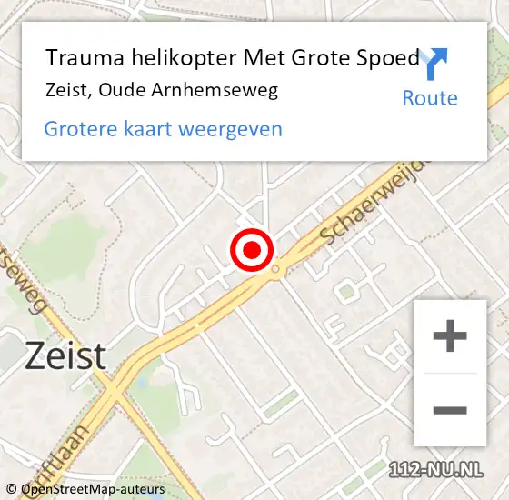 Locatie op kaart van de 112 melding: Trauma helikopter Met Grote Spoed Naar Zeist, Oude Arnhemseweg op 19 december 2021 17:38
