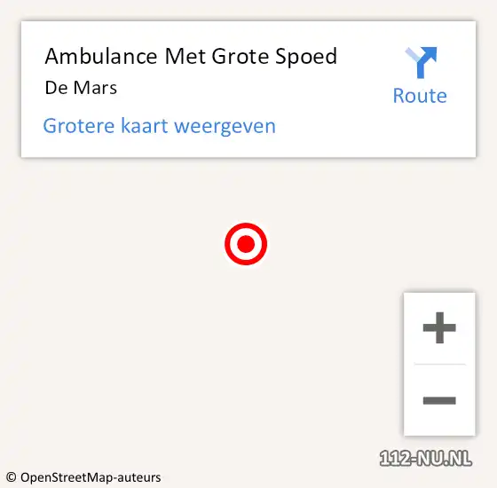 Locatie op kaart van de 112 melding: Ambulance Met Grote Spoed Naar De Mars op 7 oktober 2013 07:36