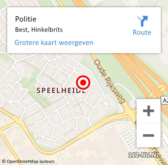 Locatie op kaart van de 112 melding: Politie Best, Hinkelbrits op 19 december 2021 19:08