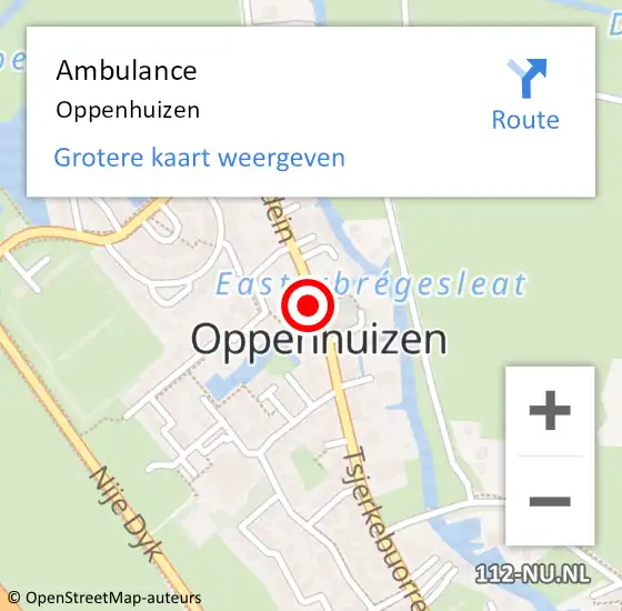 Locatie op kaart van de 112 melding: Ambulance Oppenhuizen op 19 december 2021 20:39